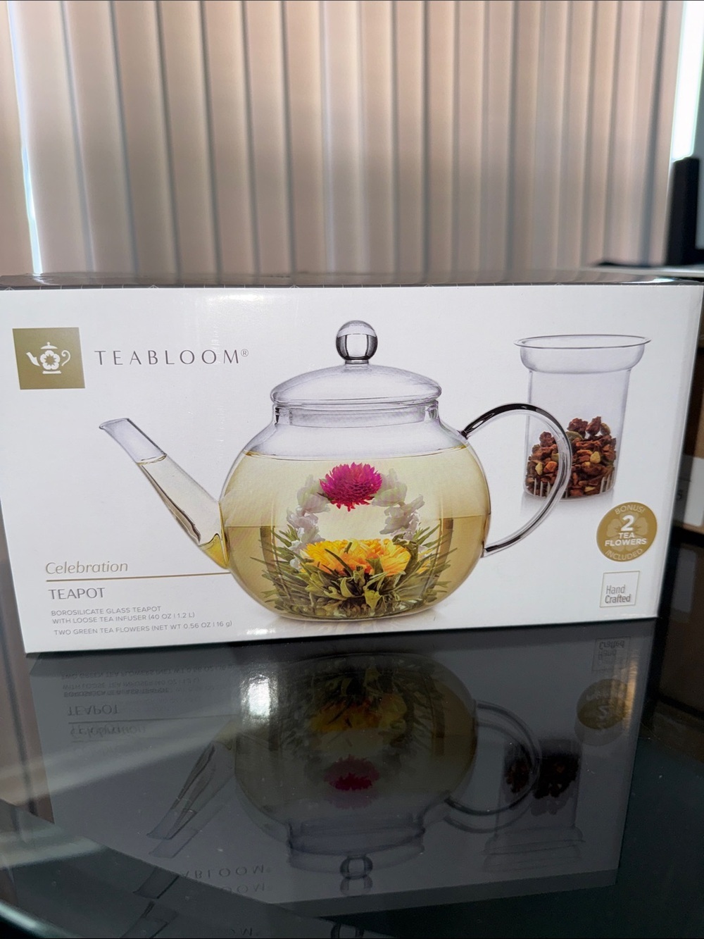 bloom Clear Glass Teapot with Infuser and Flower Bloom